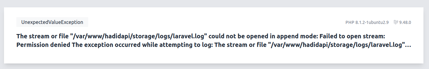 Laravel Exception: The stream or file could not be opened: failed to open  stream: Permission denied – TecAdmin